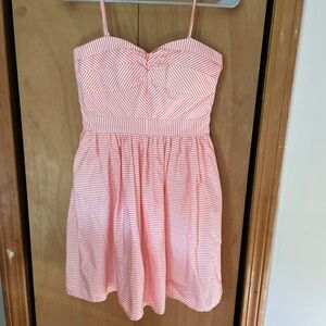 Minuet Coral Orange Striped Dress 50s Style juniors Small